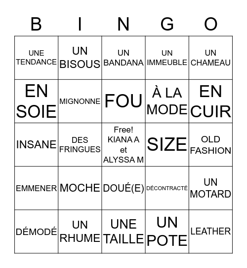 JEU - Extra Épisode 2 - Le Doigt Rapide - Bingo Card