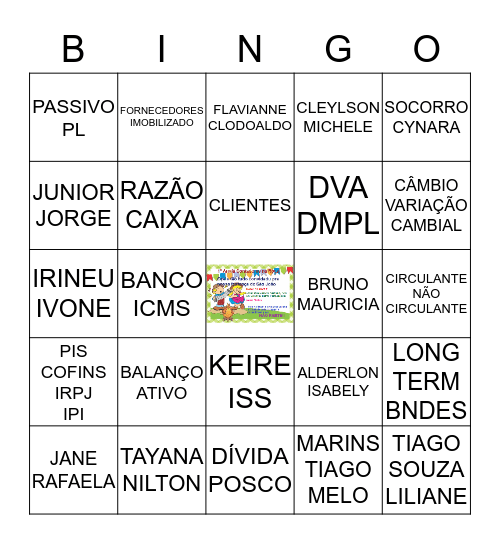 Arraiá Contadores na Roça Bingo Card