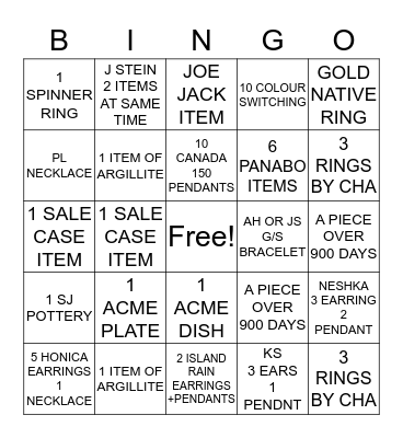 ARTINA'S BINGO 2017 Bingo Card