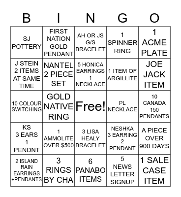 ARTINA'S BINGO 2017 Bingo Card