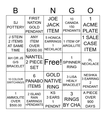 ARTINA'S BINGO 2017 Bingo Card