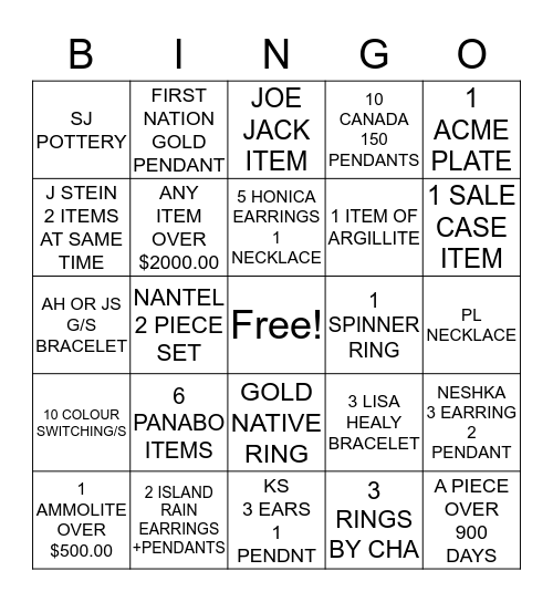 ARTINA'S BINGO 2017 Bingo Card
