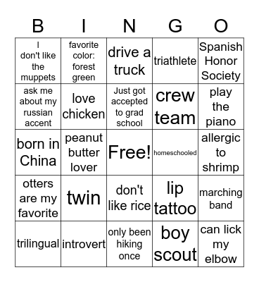 Yellowstone Summer Mission 2017 Bingo Card