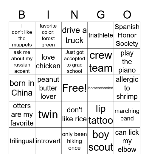 Yellowstone Summer Mission 2017 Bingo Card