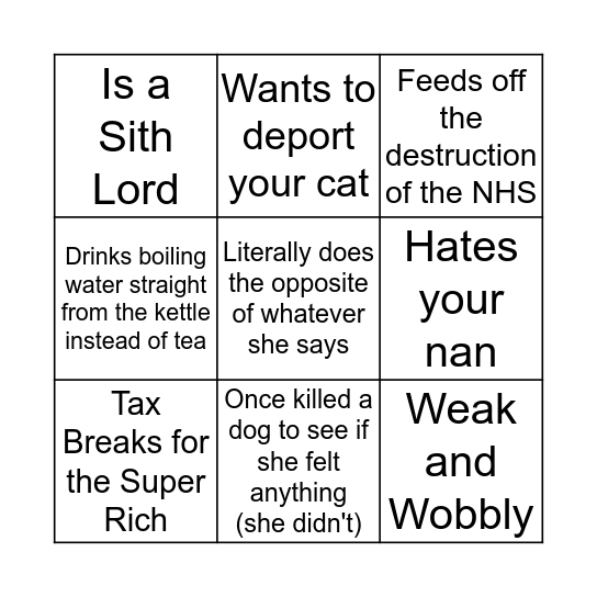 Theresa May Bingo Card