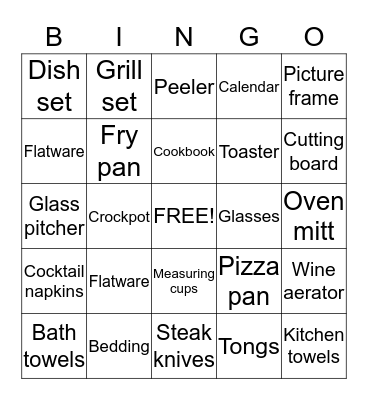 Katy's Bridal Bingo Card