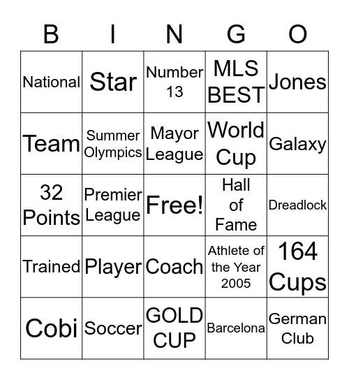 Cobi Jones Soccer Player Bingo Card