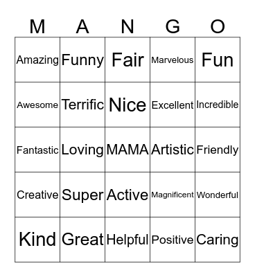 Mango Bingo Card