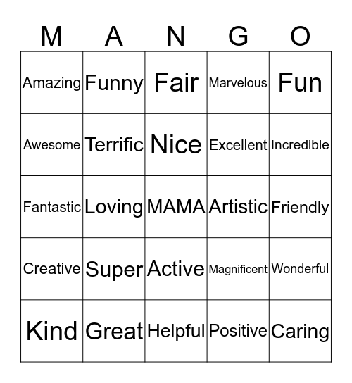 Mango Bingo Card