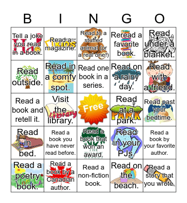 Summer Reading Bingo Card