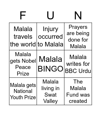 Malala BINGO Card