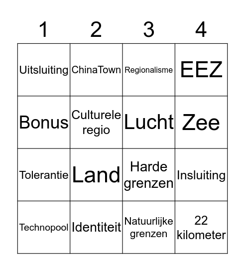 §1-3 Bingo Card