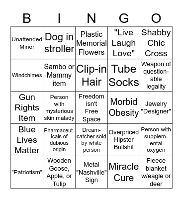 Flea Market Bingo, Y'all! Bingo Card