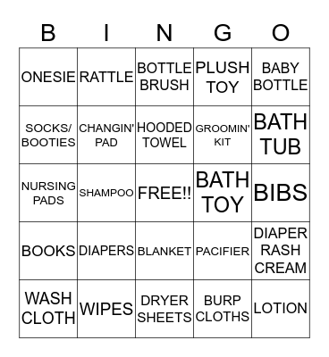 WELCOME BABY BROWN Bingo Card