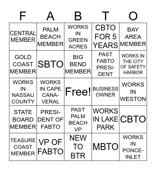 FABTO Bingo Card