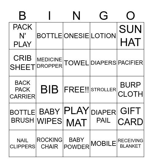 WELCOME BABY BROWN Bingo Card