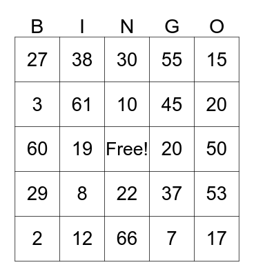Christian's 8th Birthday Bingo Card