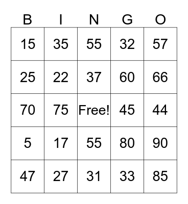Christian's 8th Birthday Bingo Card