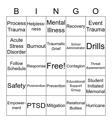 Managing Crisis Bingo Card