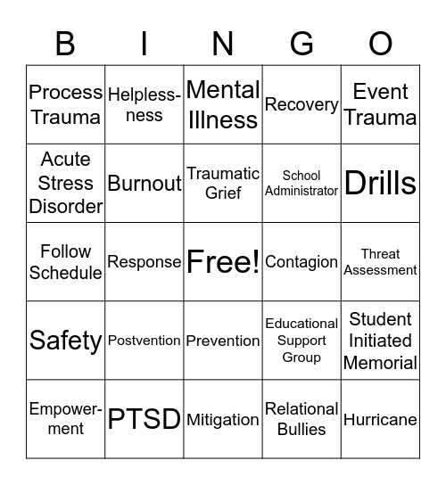 Managing Crisis Bingo Card