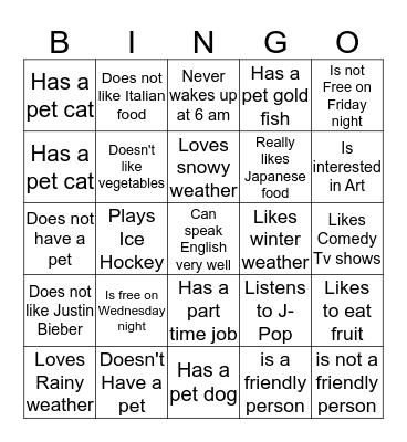 Nishikou Bingo  Bingo Card