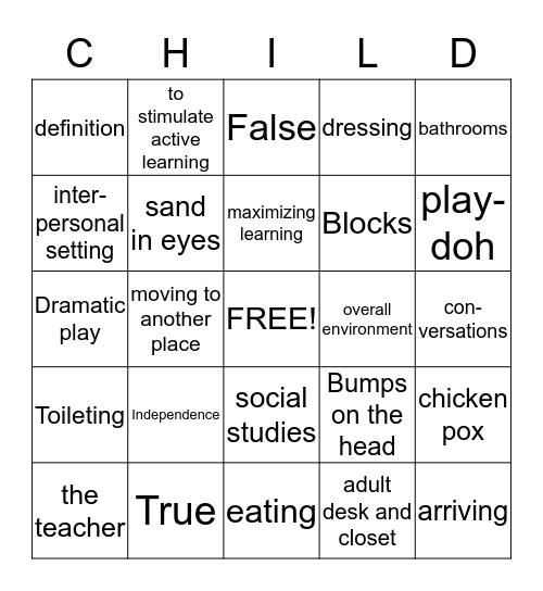 CREATING ENVIRONMENTS Bingo Card