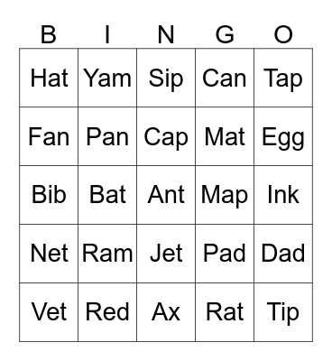 Phonics 2: Unit 1-4 Bingo Card