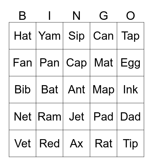 Phonics 2: Unit 1-4 Bingo Card