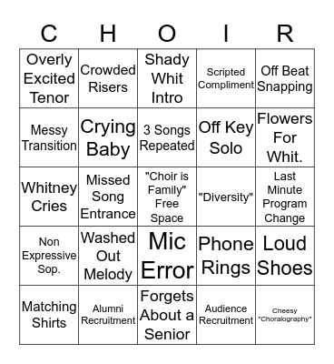 Choir Bingo: The Final Call Bingo Card