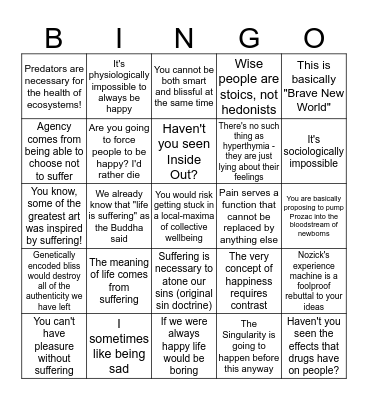 Responses to the Hedonistic Imperative Bingo Card