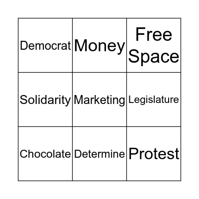 Maggie and the Chocolate War Bingo Card