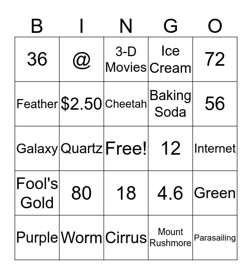 FUN FACTS Bingo Card