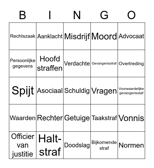De rechtszaak Bingo Card
