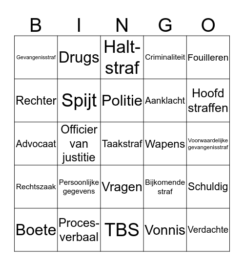 De rechtszaak Bingo Card