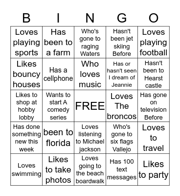 ice breaker bingo Card