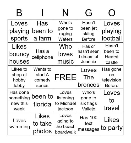 ice breaker bingo Card