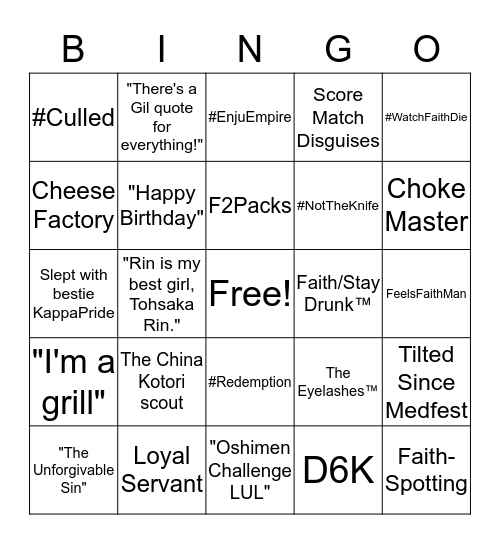 Faith-GO Bingo Card