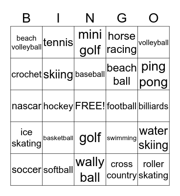 sports bingo Card