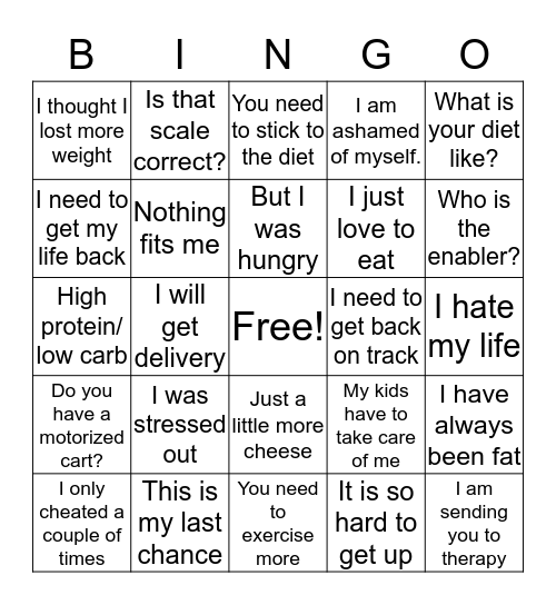 My 600 lb life Bingo Card