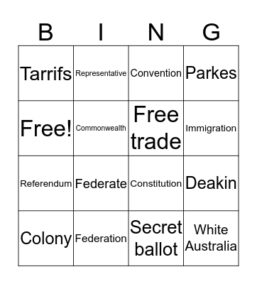 Federation Bingo Card