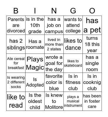 Get to Know You Bingo Card