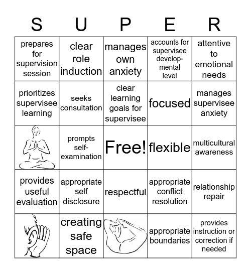 Supervision Bingo Card