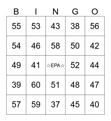 Math Time Bingo! Numbers 37 - 60 Bingo Card