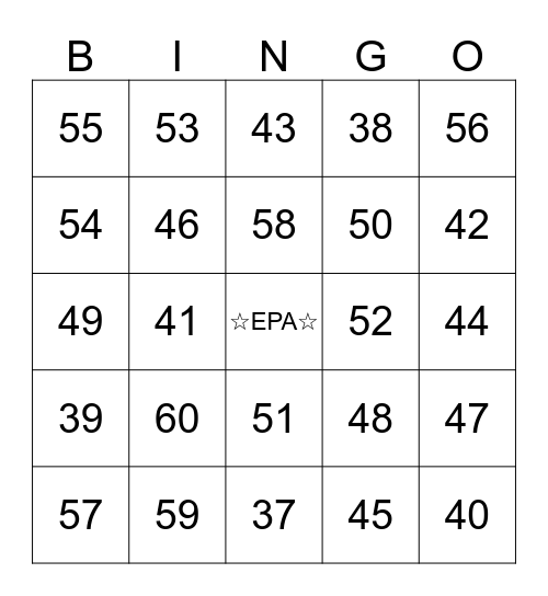 Math Time Bingo! Numbers 37 - 60 Bingo Card