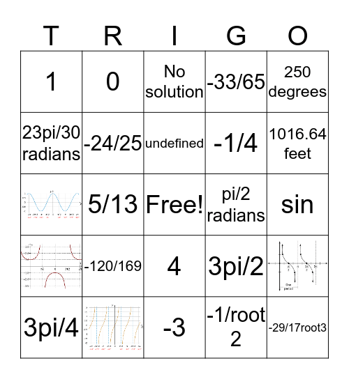 Trig me up on that final Bingo Card