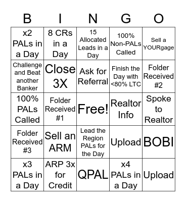 Banker Bingo Card