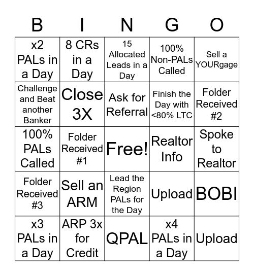 Banker Bingo Card