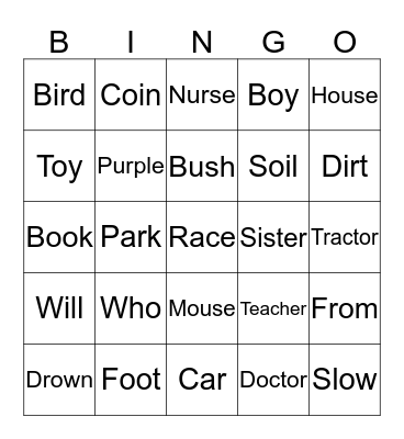 Phonics 5 Unit 1,2 Bingo Card