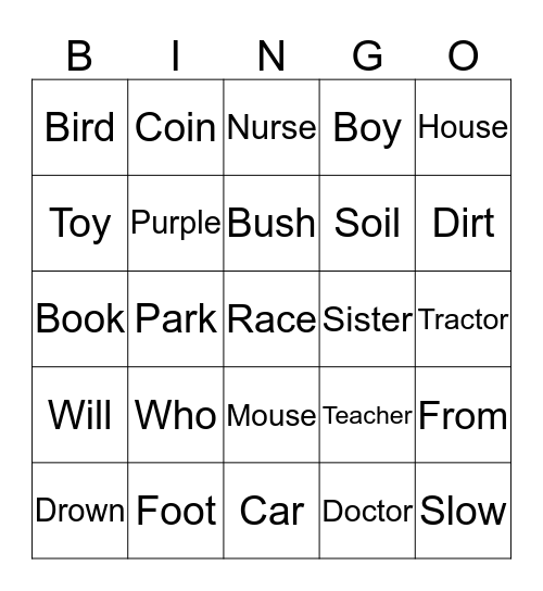 Phonics 5 Unit 1,2 Bingo Card