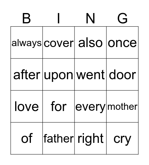 Tricky words Bingo set 6 Bingo Card
